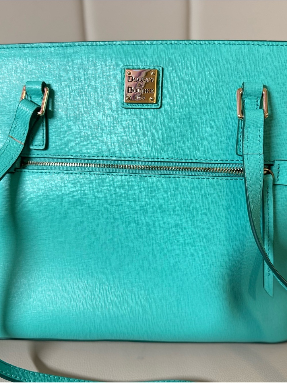 Dooney & Bourke Turquoise Leather Shoulder Bag - Picture 2 of 6